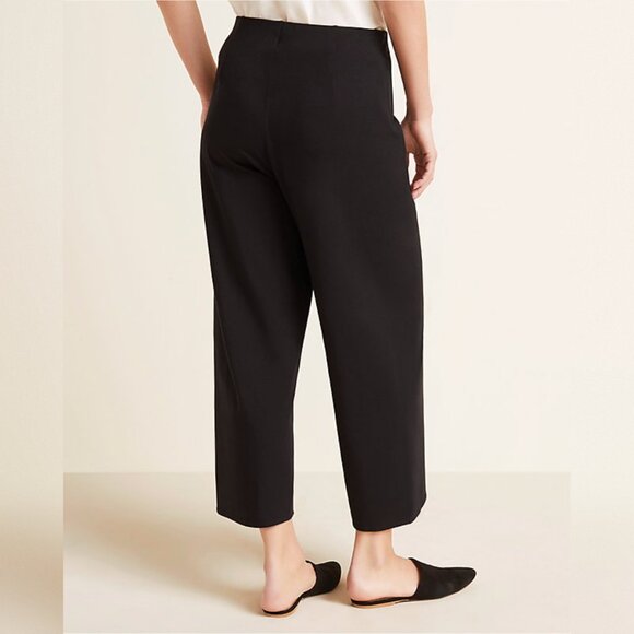 NWT Eileen Fisher Washable Stretch Crepe Straight Leg Crop Pant Black Size S - Picture 2 of 12